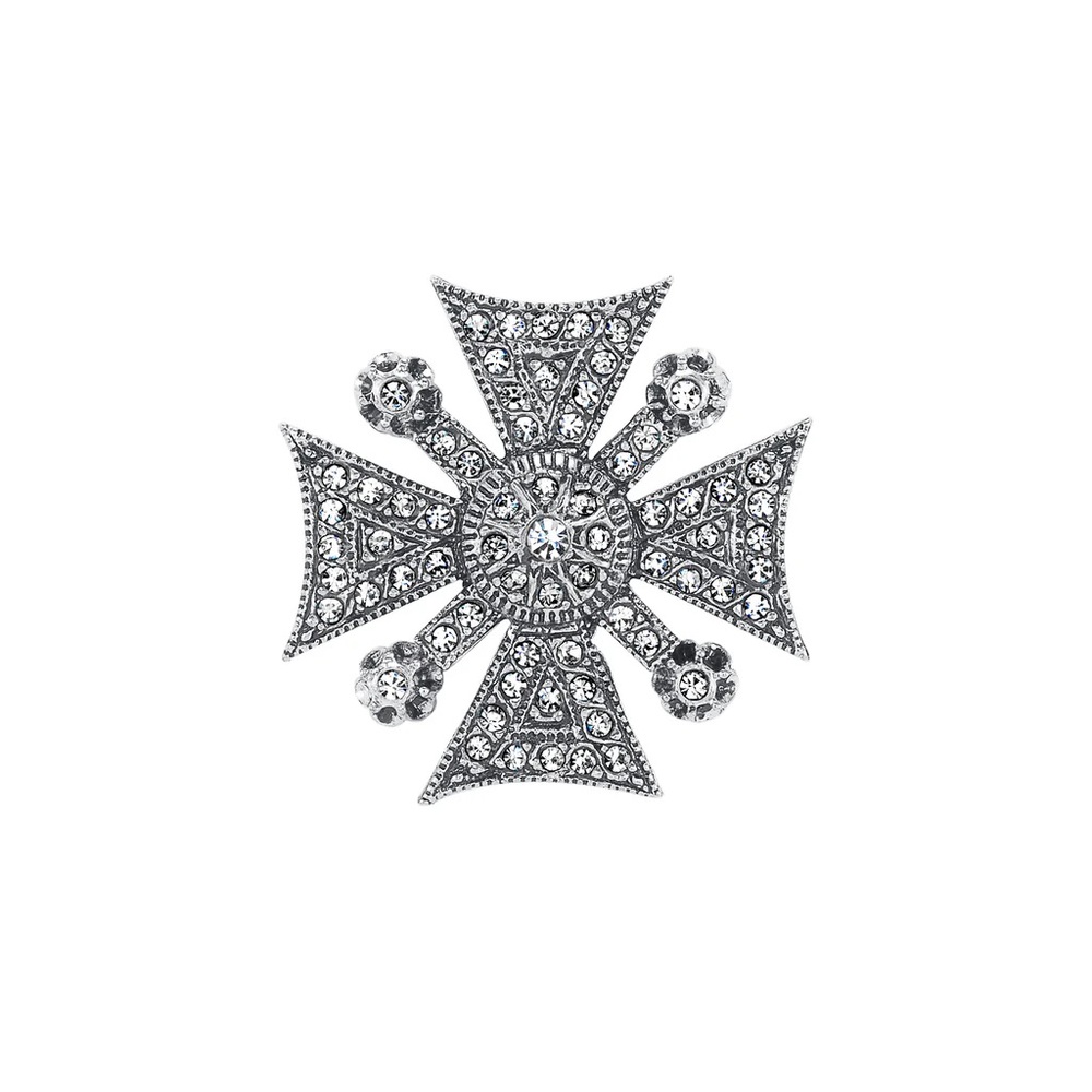 Azaara Silver Brooch with Swarovski Crystal